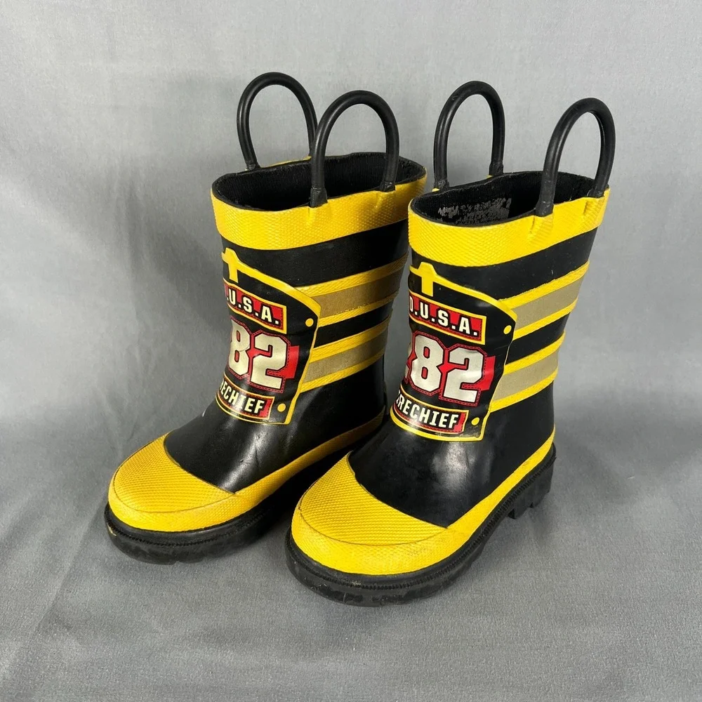 Western Chief F.D.U.S.A. 282 Firechief Kids 5 Black Pull On Waterproof Rain Boot